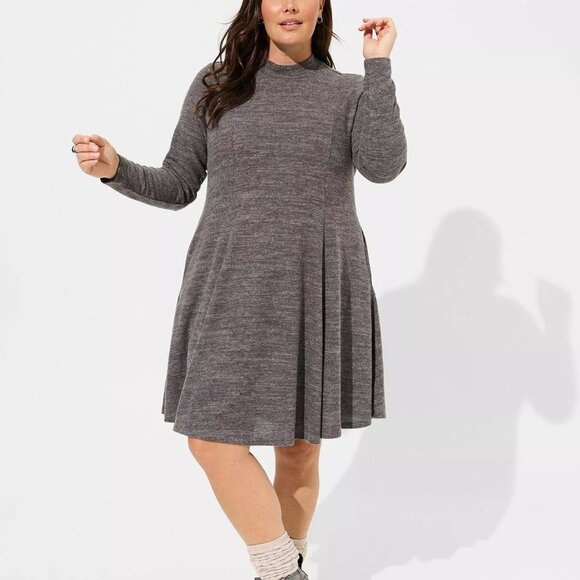 NWT Torrid At The Knee Hacci Mock Neck Fit N Flare Dress - Picture 1 of 4